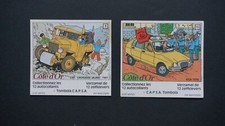 TINTIN - AUTO COLLANTS - LOT DE 2 - COTE D'OR - CITROEN - LOMBARD 1984