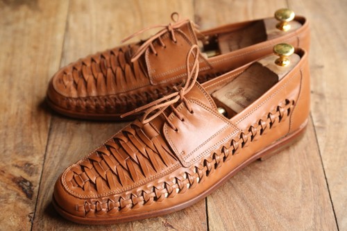 Sandales cuir tissé marron - en,