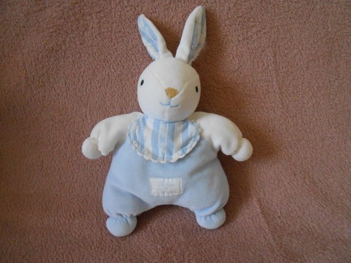 Doudou lapin blanc bleu