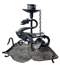 Antique Bougeoir en Fer Forgé