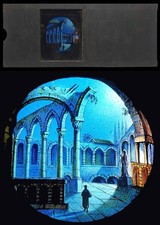 Plaque de lanterne magique 1860 RUINES D'UN COUVENT - EFFET DE LUNE