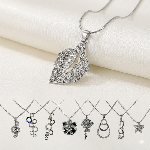 Collier avec strass pendentif - collier,