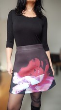 Jupe patineuse noire - , floral
