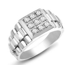 Bague homme en or blanc 9