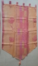 Paire de Rideau Avec Pompon Jaune et Rouge Décoration Fleur 90 x 60cm