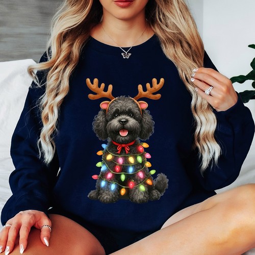Sweat shirt noël - noël, caniche