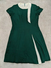 Vintage 1960s Alison Ayres Mad Men Mod Style Sleeveless Dress - Green & White