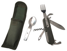 Couteau de camping style Tatou militaire avec 7 lames et outils + housse, neuf