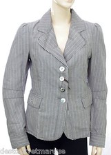 Veste blazer lin gris rayures