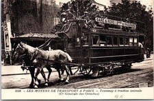 75 PARIS - les transports, un traway a traction animale