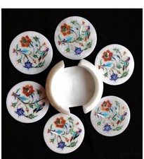 Marbre Coaster Set Cornaline Pierre Pitera Dura Art Main Cadeaux