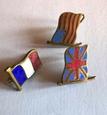Ancien 3x Drapeaux Insignes
