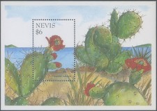 Nevis 1995 MNH** Cacti/Flowers/Plants/Wheel Cactus/Opuntia Robusta/Succulents MS
