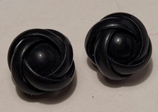 BIJOUX BOUCLES D'OREILLES VINTAGE À CLIPS BAKÉLITE NOIR ENTRELACÉE # LT # F6