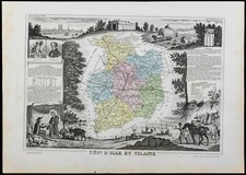 1869 - Ille-et-Vilaine - Carte géographique ancienne de Levasseur - Gravure