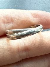 Ancienne Bague En Argent Massif 925 Jonc Alliance Anneaux Créateur double anneau