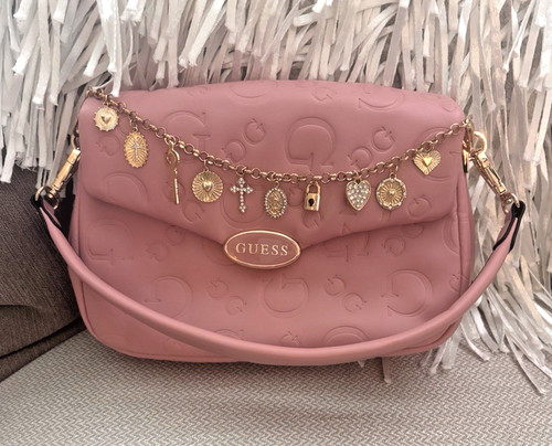 Guess pink logo embossed - pink, purse