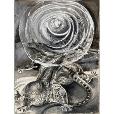 MENTOR Blasco - Dessin original "L'éveil des lézards" 33x24cm