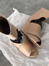 COLLECTOR Sandales Low Boots Croisé Cuir Beige Nude Semi Compensé zip ZARA 39