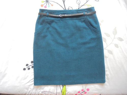 Jupe droite laine - , %