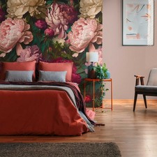 Superbe Papier Peint Floral Avec Des Fleurs De Pivoine Opulentes Et Une Grande