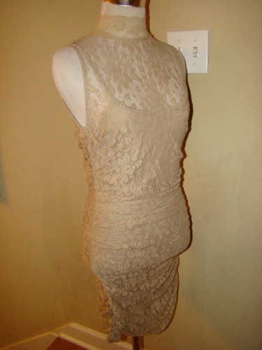 Beige nude tan lace backless - beige,