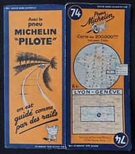 Carte MICHELIN 74 LYON GENEVE 1938 Guide Bibendum pneu tyre map