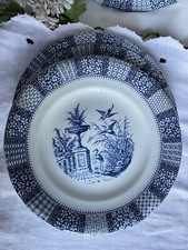 6 Anciennes ASSIETTES à DESSERT KG Lunéville dentelle bleu