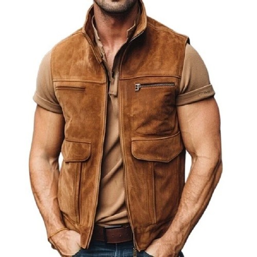 Gilet daim pur pour hommes - daim,