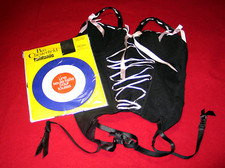 LOT BAS CHESTERFIELD T UNIQUE NYLON LISSE NOIR + GUEPIERE RUBAN LOOK CORSET 90 C