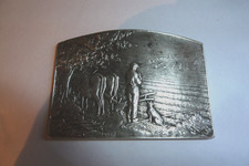 ANCIENNE MEDAILLE EN BRONZE ARGENTÉ ANGELUS PAR G.DUPRÉ ATTRIBUÉ DATÉ 1904