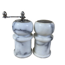 Salière et Poivrière Manuel en Marbre Veiné Blanc et Gris