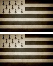 2x Autocollant sticker drapeau vintage vieilli bretagne breton
