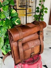 Sac à dos en cuir de chèvre vintage marron véritable S voyage neuf
