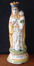 Vierge d'accouchée faïence Henriot Quimper 25,5 cm HR début 20ème manques