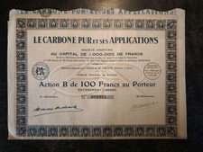 Action Au Porteur Carbone Pur Et Ses Applications 1927