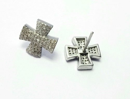 Diamant pavé croix boucles - pavé,