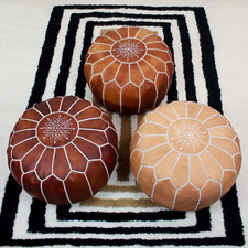 Pouf marocain ottoman en cuir