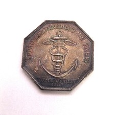 France, Jeton octogonal en argent patine arc en ciel – Commerce des bois œuvrer