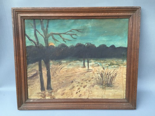 Ancien tableau campagne - , marais