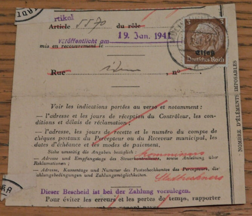 1941 formulaire impot - , timbre