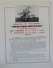  prospectus brochure Bernard Moteur mac cormick deering N3 tracteur coupe droite