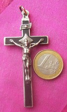 Fin XIXème : Croix pectorale en argent massif et ébène