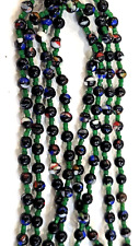 Collier Vintage Italien Millefiori En Verre Bleu Vert Art Déco Flapper 56"