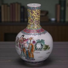Grand vase chinois porcelaine décor famille rose 33 cm • Chinese porcelain vase
