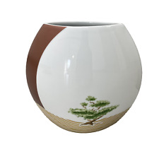 Vase en Porcelaine Ovale, Design Moderne avec motif Arbre Bonsaï