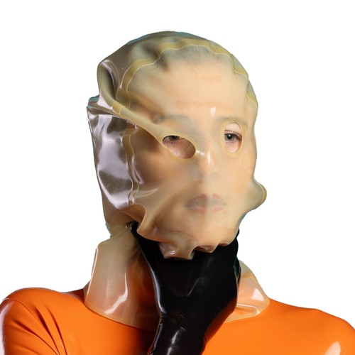 Transparent latex hood bag - latex,