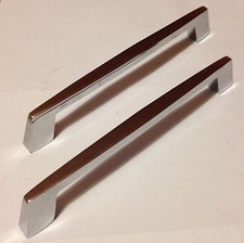 lot 2 grandes poignées tiroir anciennes acier chromé meuble dentiste industriel