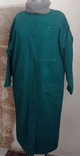 Long manteau vert laine - en,