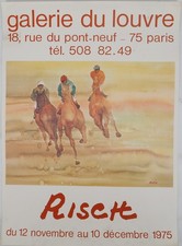 [AFFICHE D'ART] RISCH : Trois cavaliers sur fond jaune, #Galerie du Louvre, 1975